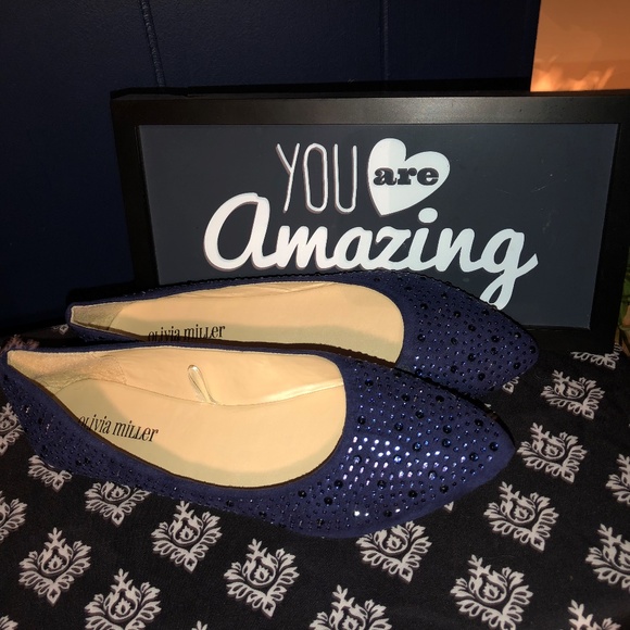 Olivia Miller Shoes - Blue Rhinestone Olivia Miller Flats Size 8